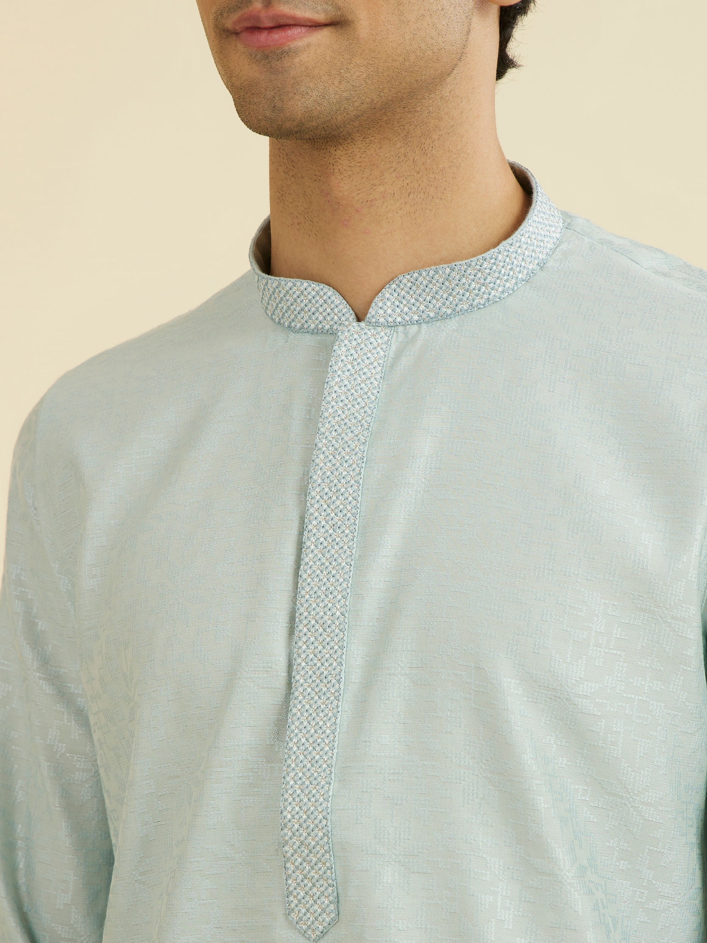 Manyavar Men Light Blue Elegance Kurta Pajama