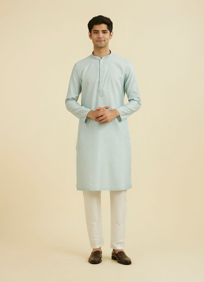 Manyavar Men Light Blue Elegance Kurta Pajama