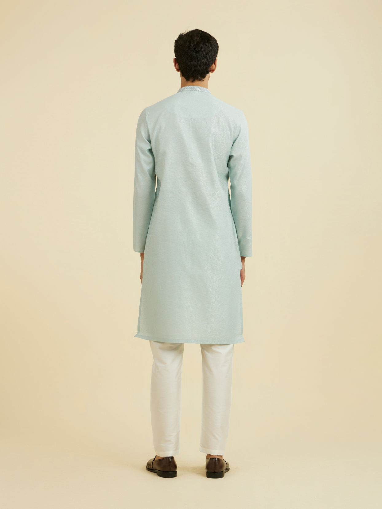 Manyavar Men Light Blue Elegance Kurta Pajama