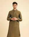 Manyavar Men Olive Green Festive Kurta Pajama