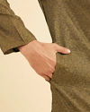 Manyavar Men Olive Green Festive Kurta Pajama