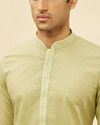 Manyavar Men Apple Green Speck Patterned Kurta Set