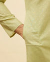 Manyavar Men Apple Green Speck Patterned Kurta Set