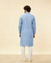 alt message - Manyavar Men Blissful Blue Buta Patterned Kurta Set image number 5