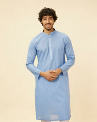 Manyavar Men Blissful Blue Buta Patterned Kurta Set