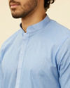 alt message - Manyavar Men Blissful Blue Buta Patterned Kurta Set image number 1