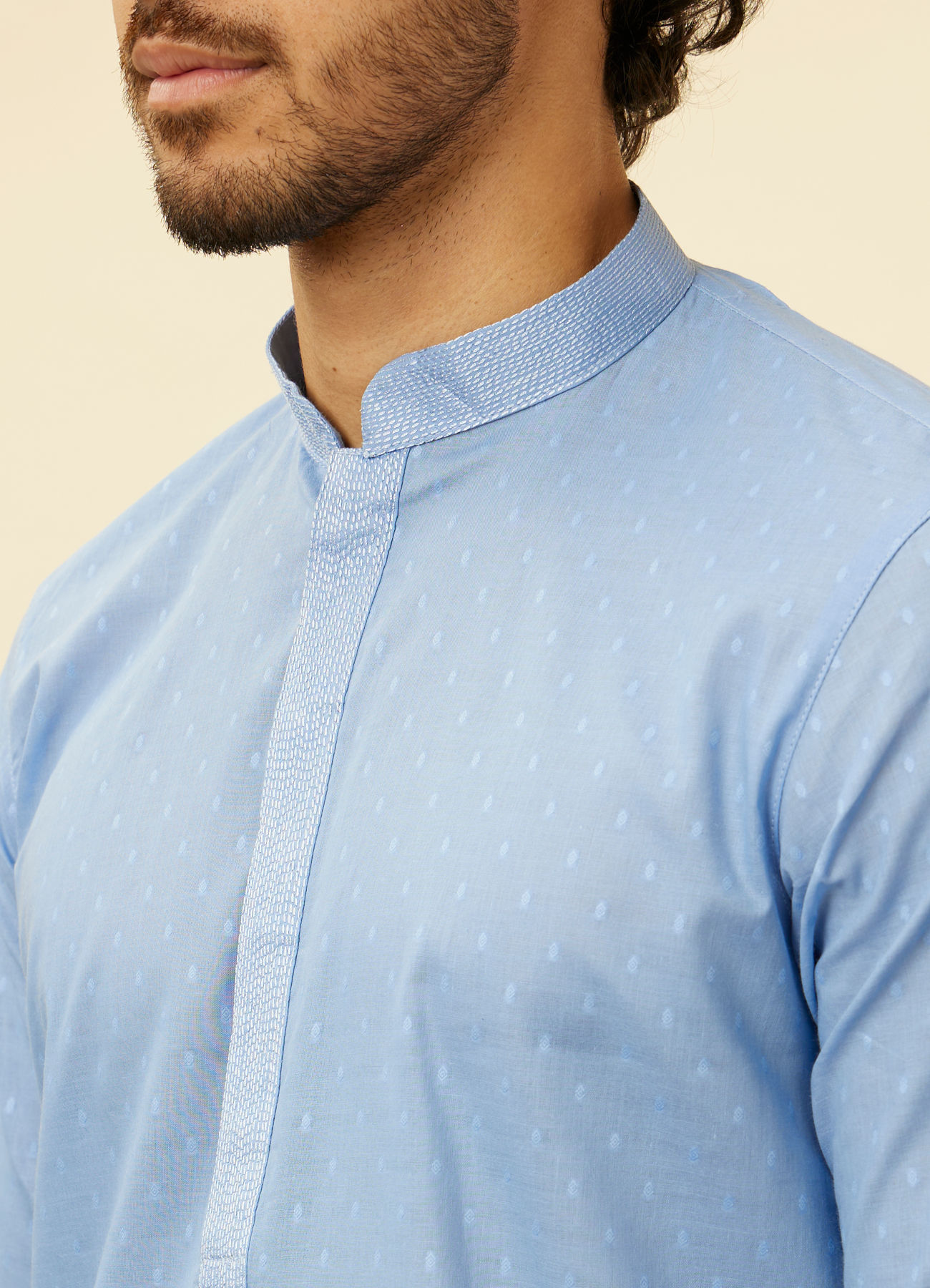 Manyavar Men Blissful Blue Buta Patterned Kurta Set