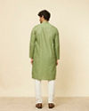 Manyavar Men Moss Green Chequered Patterned Kurta Set image number 5