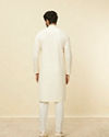 Manyavar Men Delicate White Embroidered Neckline Kurta Set