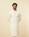 Delicate White Embroidered Neckline Kurta Set