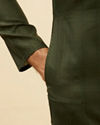 Manyavar Men Dark Green Self Patterned Kurta Set