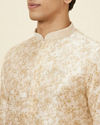 Manyavar Men Biscuit Beige Bel Buti Printed Kurta Set
