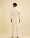 Manyavar Men Vanilla White Diamond Patterned Kurta Set