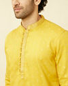 Manyavar Men Sunrise Orange Floral Spot Patterned Kurta Set