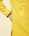 Manyavar Men Sunrise Orange Floral Spot Patterned Kurta Set