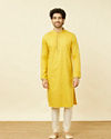 Manyavar Men Sunrise Orange Floral Spot Patterned Kurta Set