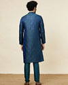 alt message - Manyavar Men Cobalt Blue Medallion Patterned Kurta Set image number 5