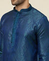 alt message - Manyavar Men Cobalt Blue Medallion Patterned Kurta Set image number 1