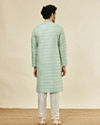 Manyavar Men Sea Green Flower Bud Patterned Kurta Set image number 5