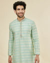 Manyavar Men Sea Green Flower Bud Patterned Kurta Set image number 0