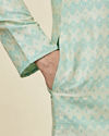 Manyavar Men Sea Green Flower Bud Patterned Kurta Set image number 3