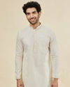 alt message - Manyavar Men Jasmine White Chikankari Embroidered Kurta Set image number 0