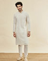 Manyavar Men Jasmine White Chikankari Embroidered Kurta Set