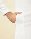 Manyavar Men Pristine White Chikankari Kurta Set