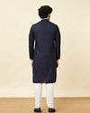 Manyavar Men Navy Blue Diamond Chikankari Patterned Kurta Set