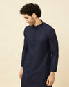 Navy Blue Diamond Chikankari Patterned Kurta Set