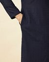 Manyavar Men Navy Blue Diamond Chikankari Patterned Kurta Set