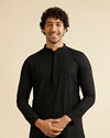 Black Self Embroidered Kurta Pajama