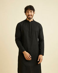 Manyavar Men Black Self Embroidered Kurta Pajama