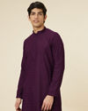 alt message - Manyavar Men Jamun Purple Jaal Patterned Chikankari Kurta Set image number 0