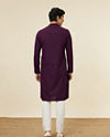 alt message - Manyavar Men Jamun Purple Jaal Patterned Chikankari Kurta Set image number 5