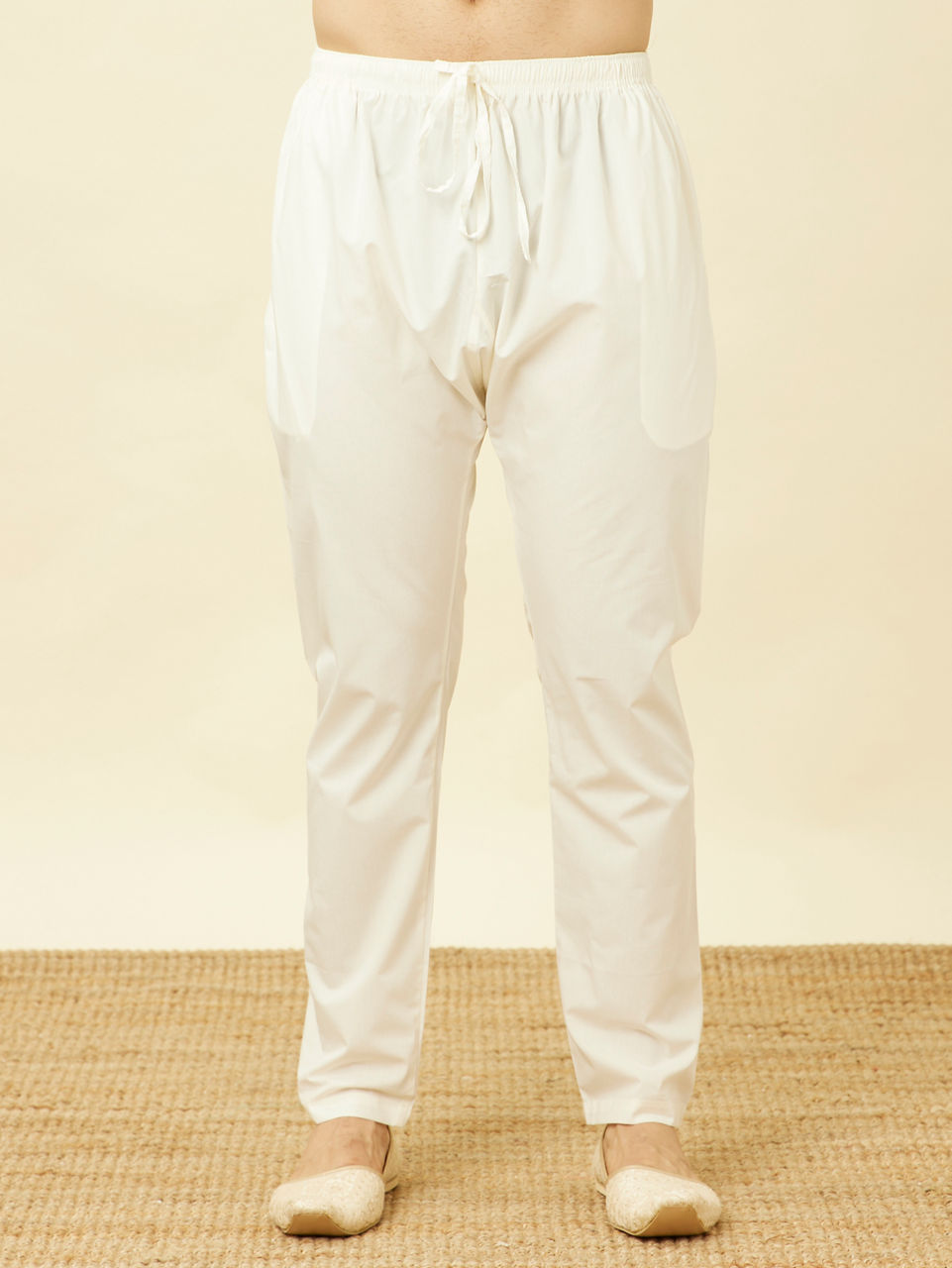 Manyavar Men Lemon Drop Yellow Chikankari Embroidered Kurta Set