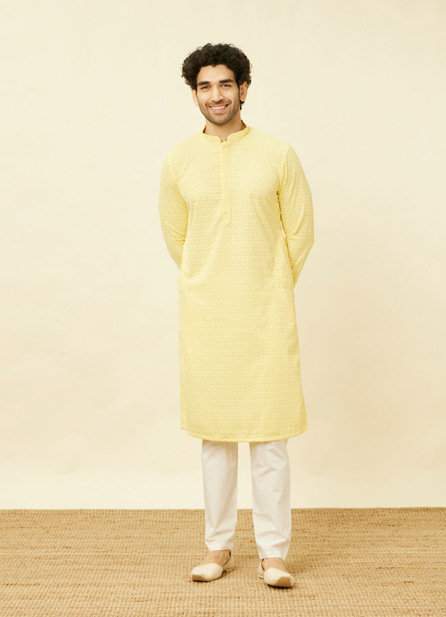 Lemon Drop Yellow Chikankari Embroidered Kurta Set image number 2