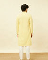 Manyavar Men Lemon Drop Yellow Chikankari Embroidered Kurta Set