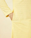 Manyavar Men Lemon Drop Yellow Chikankari Embroidered Kurta Set