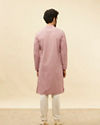 alt message - Manyavar Men Amaranth Pink Chikankari Jaal Patterned Kurta Set image number 5