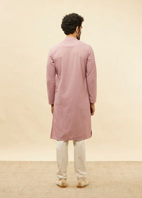 alt message - Manyavar Men Amaranth Pink Chikankari Jaal Patterned Kurta Set image number 5