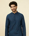 Space Blue Self Patterned Kurta Set