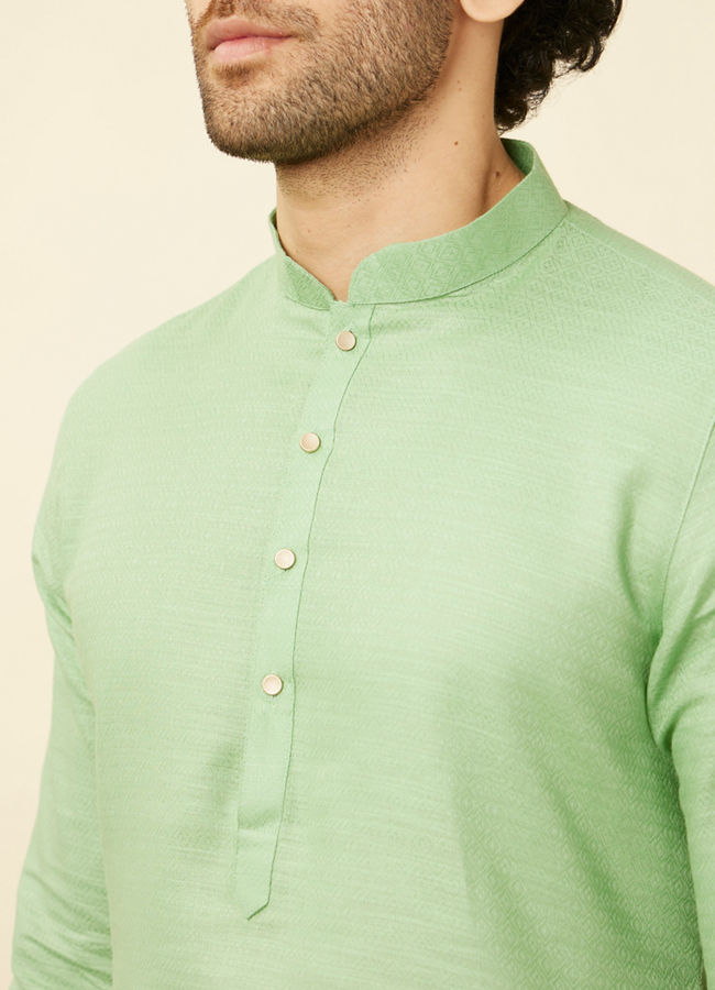 Manyavar Men Mint Green Diamond Printed Kurta Set