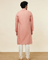 Manyavar Men Burnt Pink Self Patterned Kurta Set