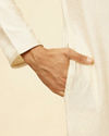 Manyavar Men Pristine White Self Patterned Kurta Set