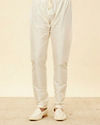 Manyavar Men Pristine White Self Patterned Kurta Set