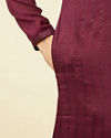 Manyavar Men Muave Wine Vertical Striped Kurta Set