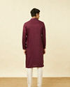 Manyavar Men Muave Wine Vertical Striped Kurta Set