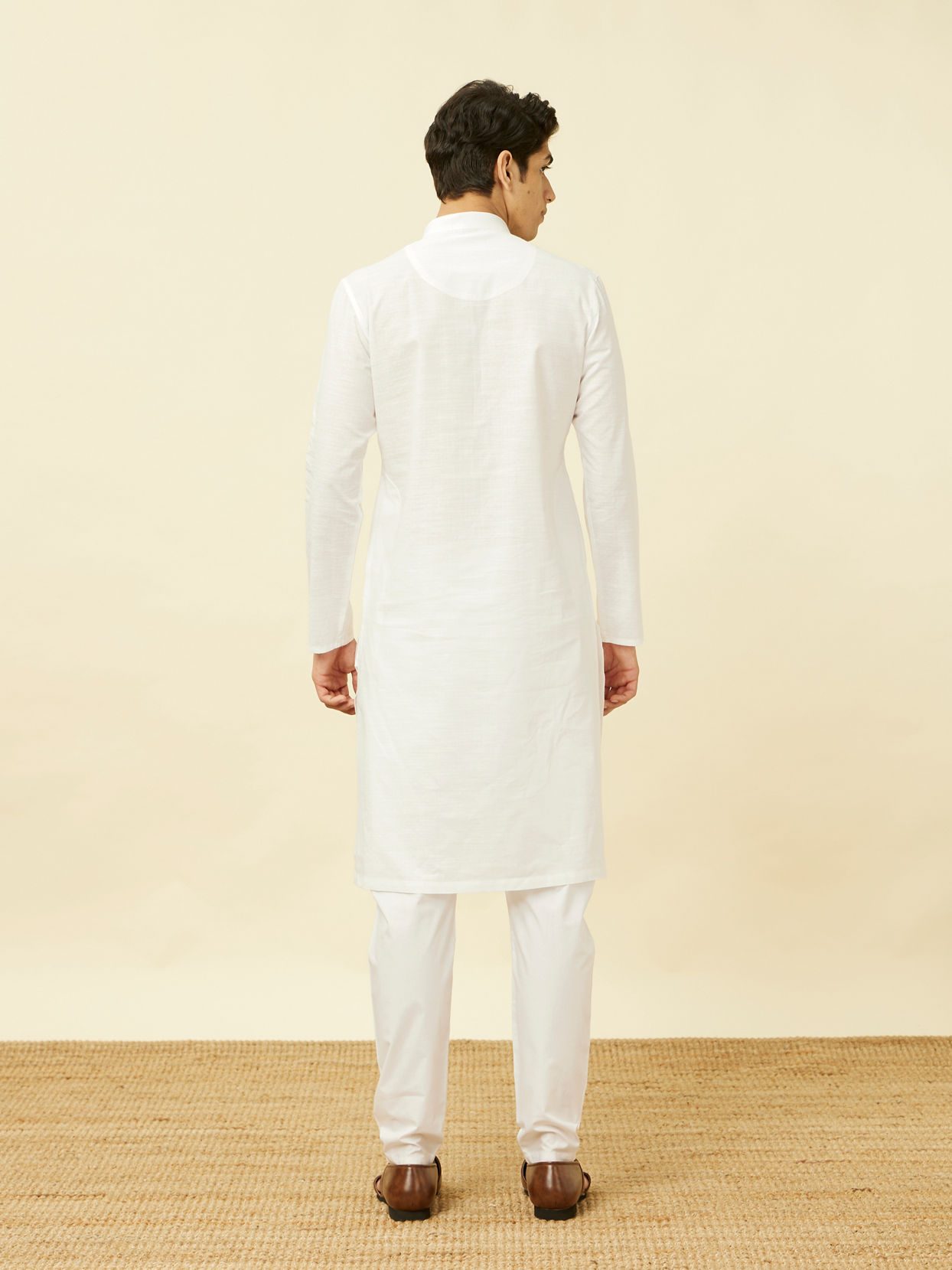 Manyavar Men Light Cream Kurta Set