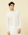 Manyavar Men Light Cream Kurta Set image number 0